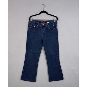 Baby Phat Jeans Womens 32x26 Blue Bootcut Crop Stretch Studded Logo Y2K Denim